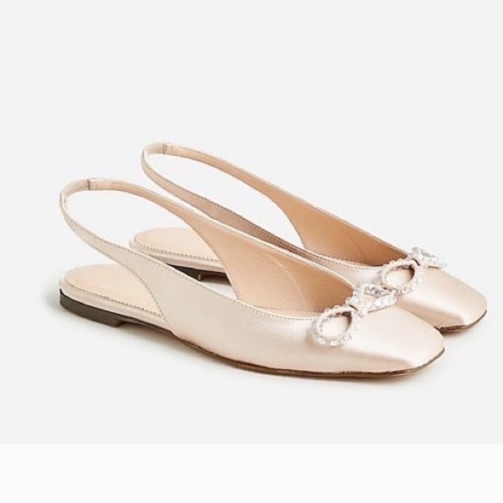 J. Crew Sequin Bow Slingback Ballet Flats
